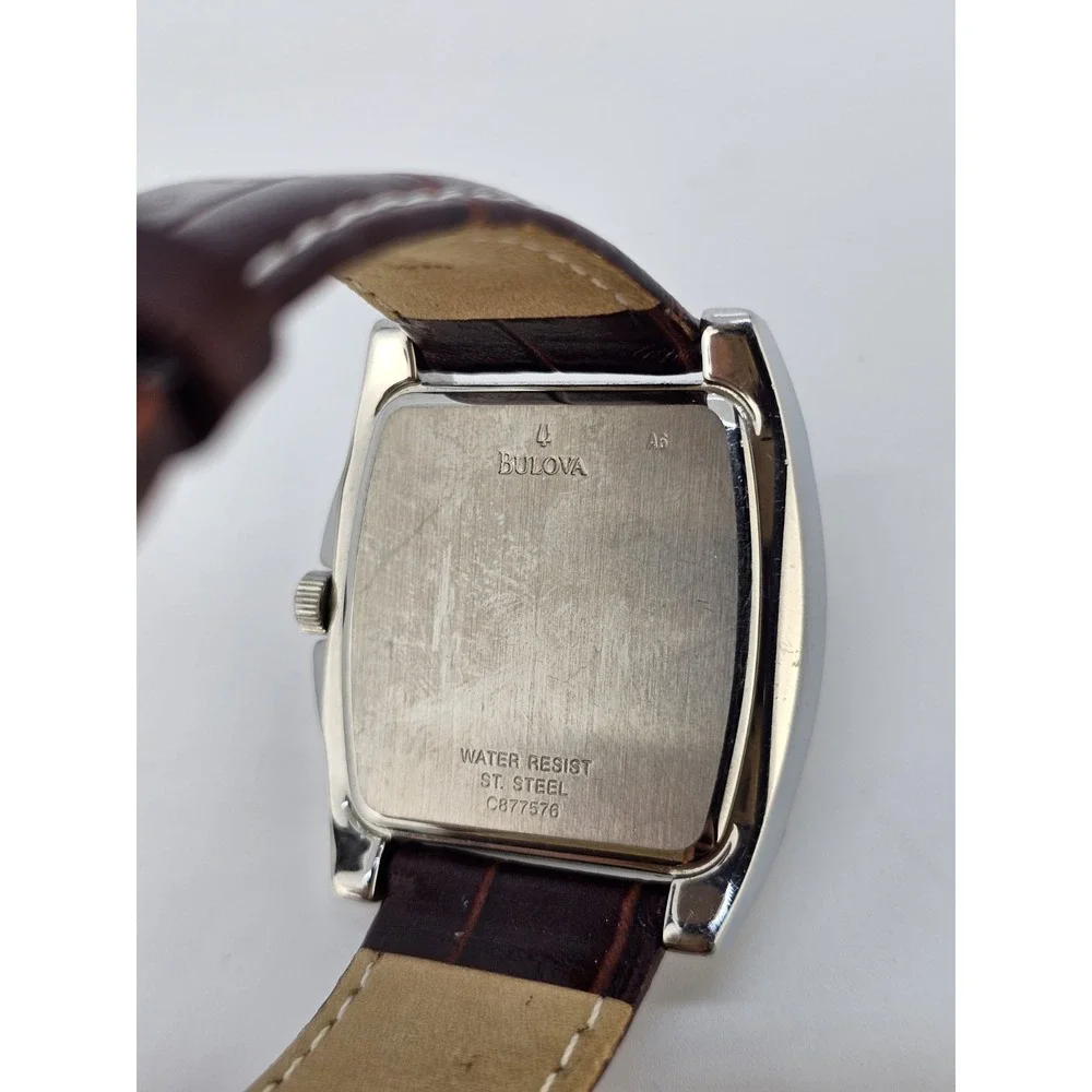 Caravelle Bulova Men's Watch 38MM Black Dial Brown Leather Bands New Battery